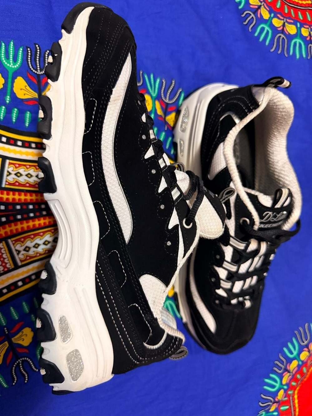 Skechers D'Lites Black White Sneakers